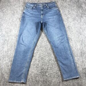 American Eagle Mom Jeans Womens 12 Blue Medium Wash High Rise Stretch Denim